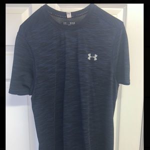 Blue and black under armor athletic tee shirt